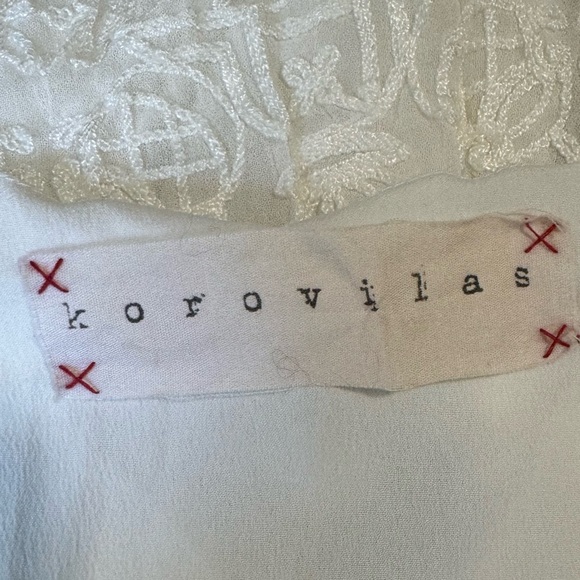 BHLDN Korovilas Gown Dress ivory Metallic Embroidered Beaded Swing Size S - Picture 3 of 15